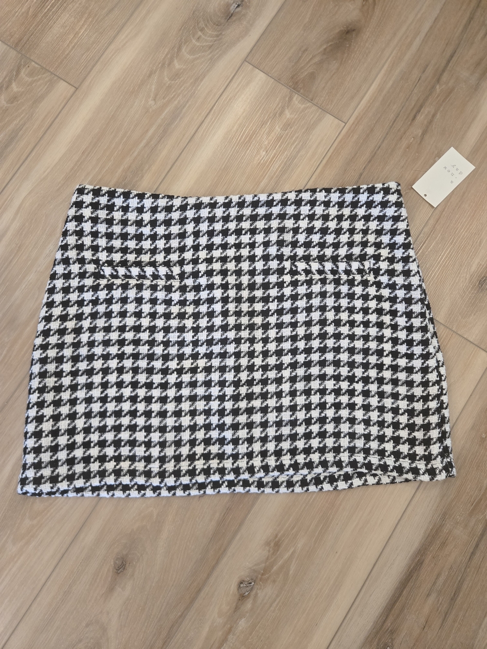 a new day Black and White Houndstooth Mini Skirt